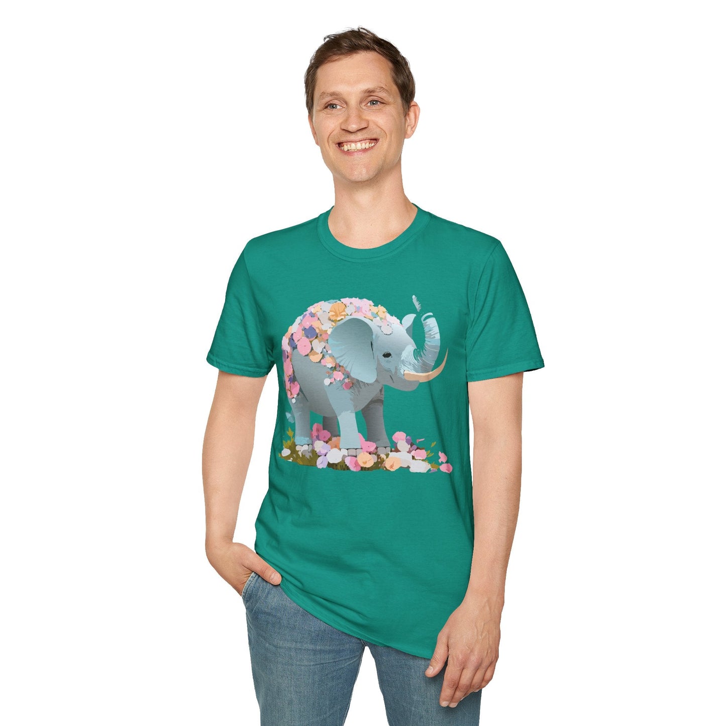 Elephant Graphic T Shirt Gildan Softstyle Unisex Cotton Tee With Elephant Print Design Artwork