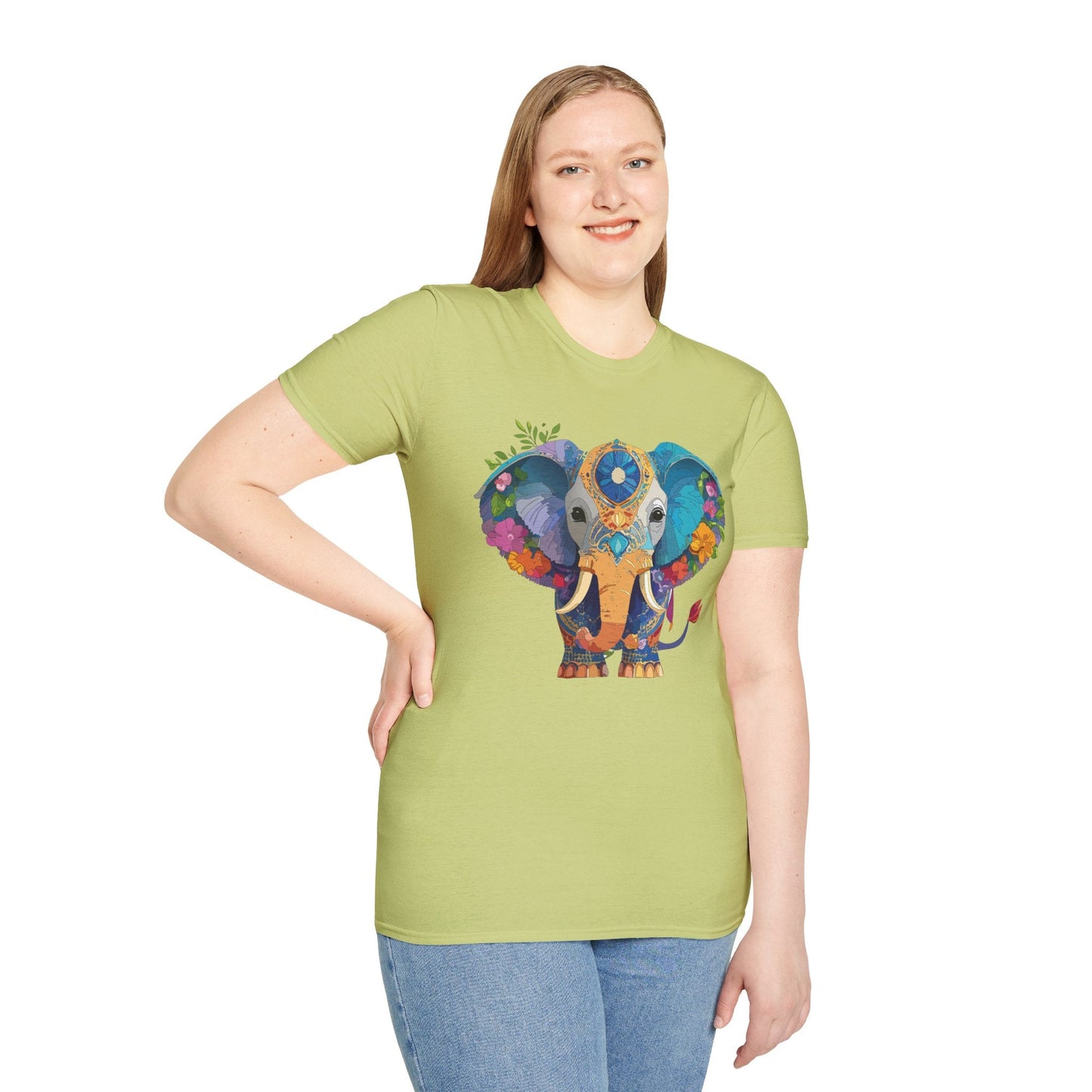 Elephant Graphic Shirt For Adults Unisex Softstyle Tee 100 Percent Cotton Gildan 64000
