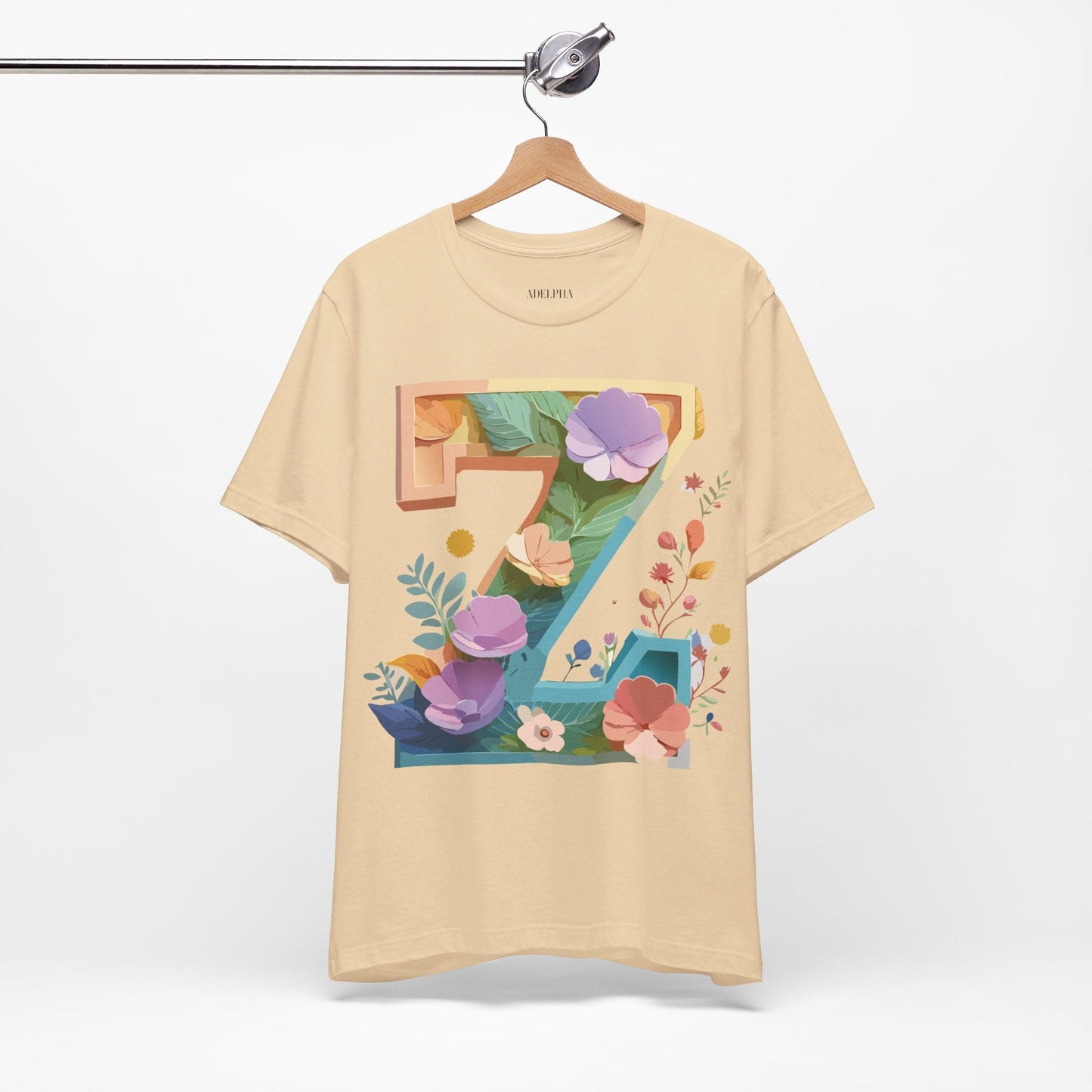 Unisex Letter Z Graphic Tee  Vintage Inspired Art Short Sleeve