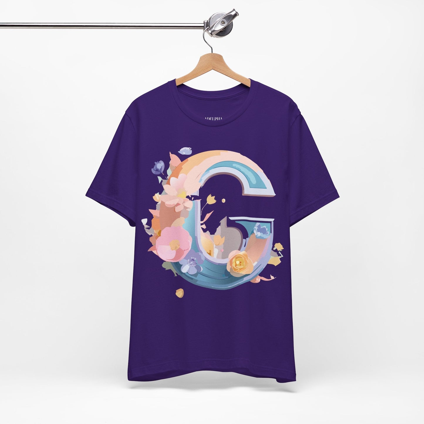 Letter G Shirt Graphic Tee Unisex Short Sleeve Vintage Inspired Artwork Adelpha Print