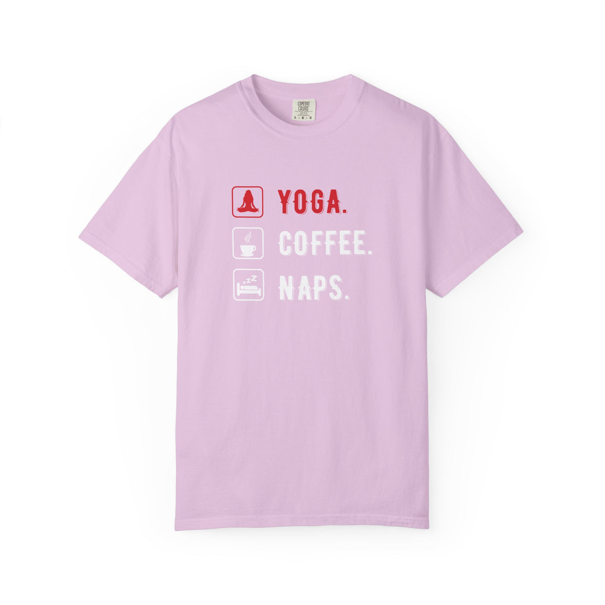Yoga Coffee Naps Relaxation Icons Unisex Comfort Colors Garment-Dyed Heavyweight 100 Cotton Art Design T-Shirt w197