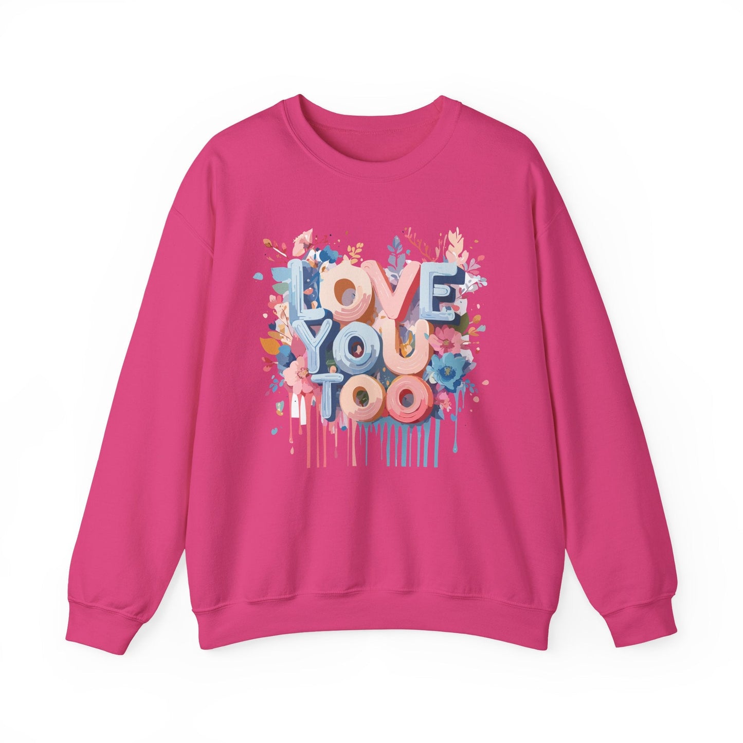Floral Love Sweatshirt Unisex Valentine Day Crewneck 50 50 Cotton Polyester Cozy Warm Heavy Blend