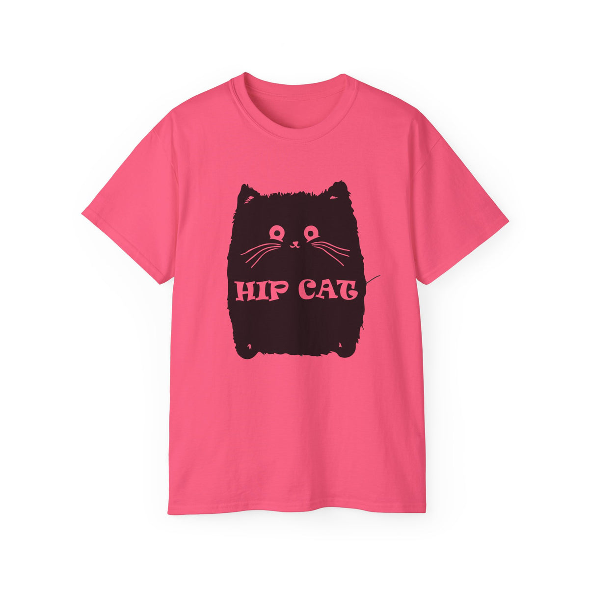 Hip Cat Graphic Tee | Cute Black Cat Illustration, Retro Typography