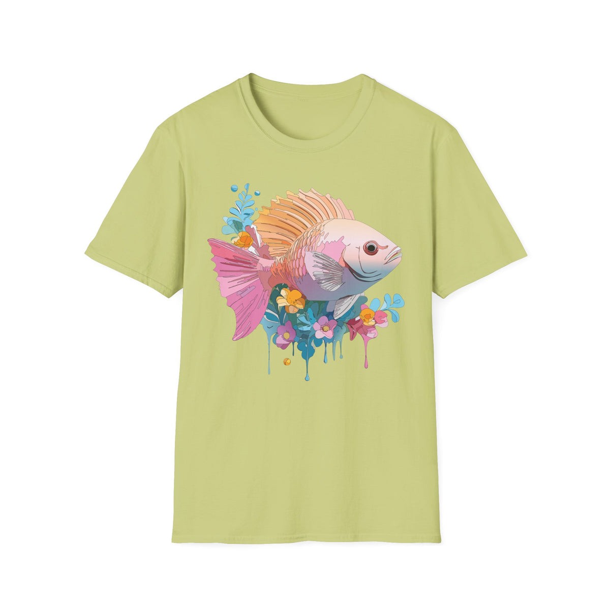 Colorful Tropical Fish T-Shirt | Watercolor Floral Sea Life Tee