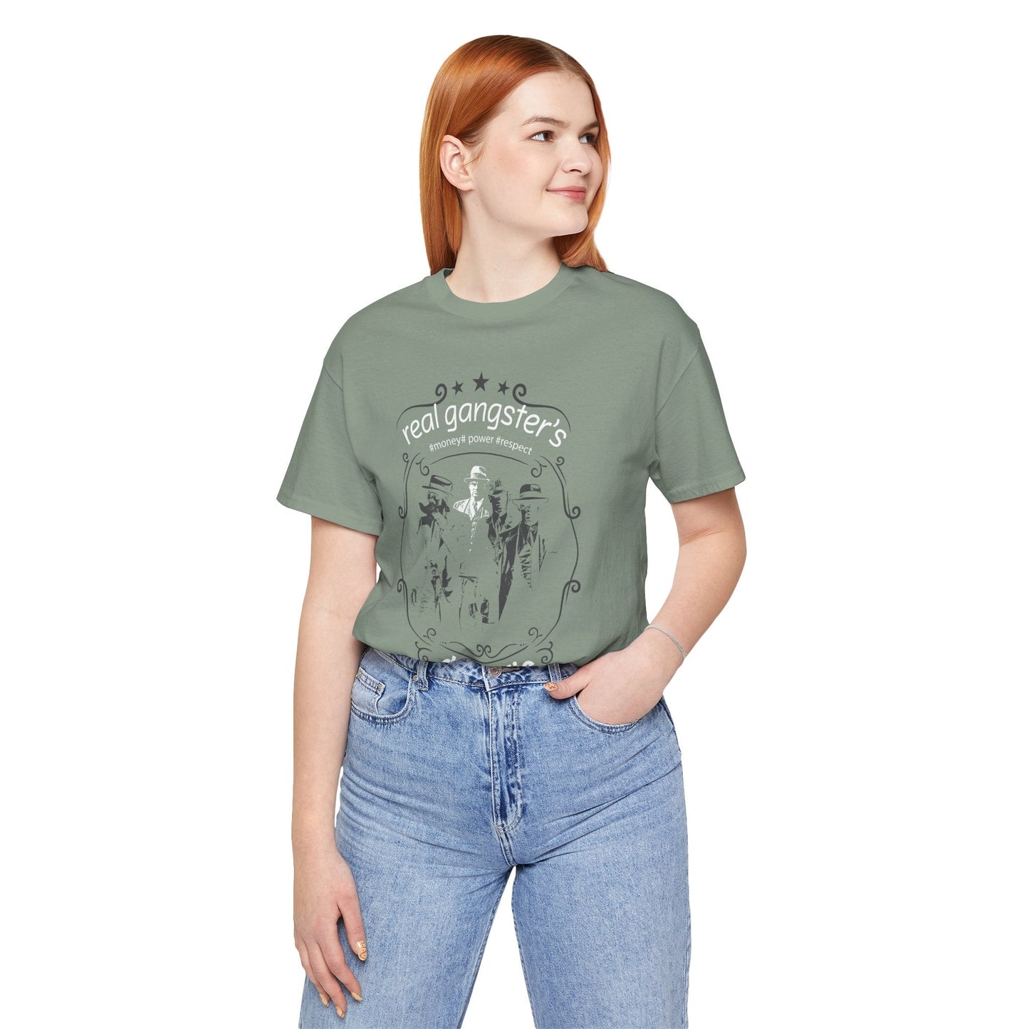 Real Gangsters Don't Die T-Shirt Vintage Outlaw Illustration Retro Biker Tee A-3