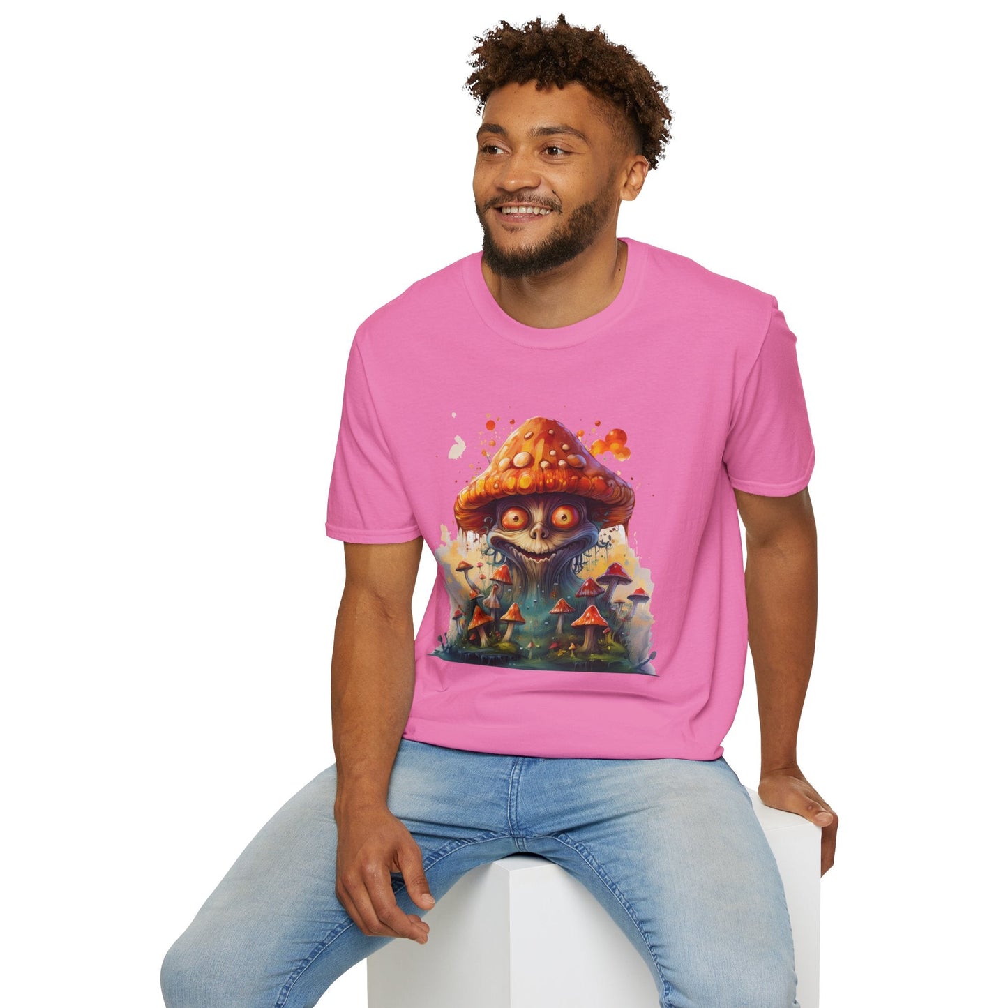 Funny Mashroom Tee Shirt Unisex Softstyle Cotton Art Design with Fungus Graphic Artwork Theme