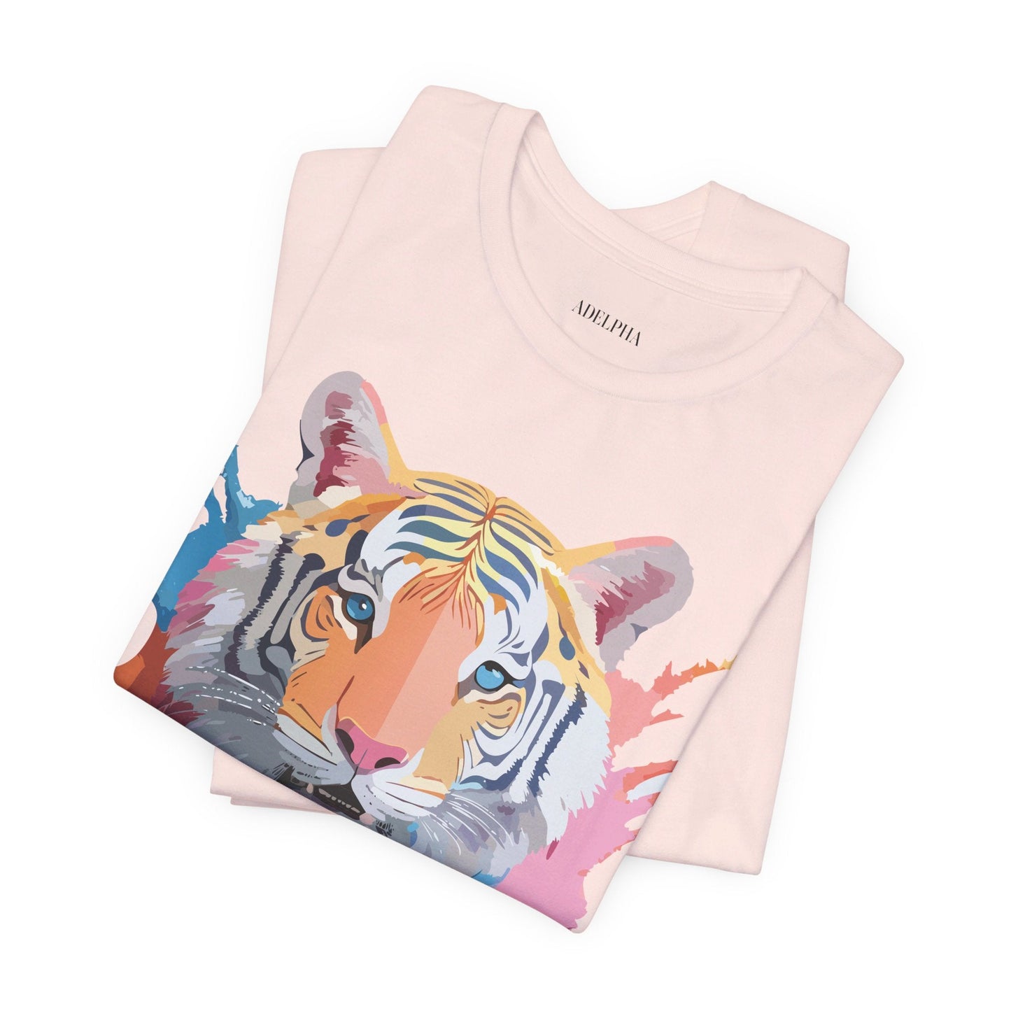 Tiger Graphic Tee Unisex Short Sleeve Shirt With Vintage Inspired Adelpha Artwork