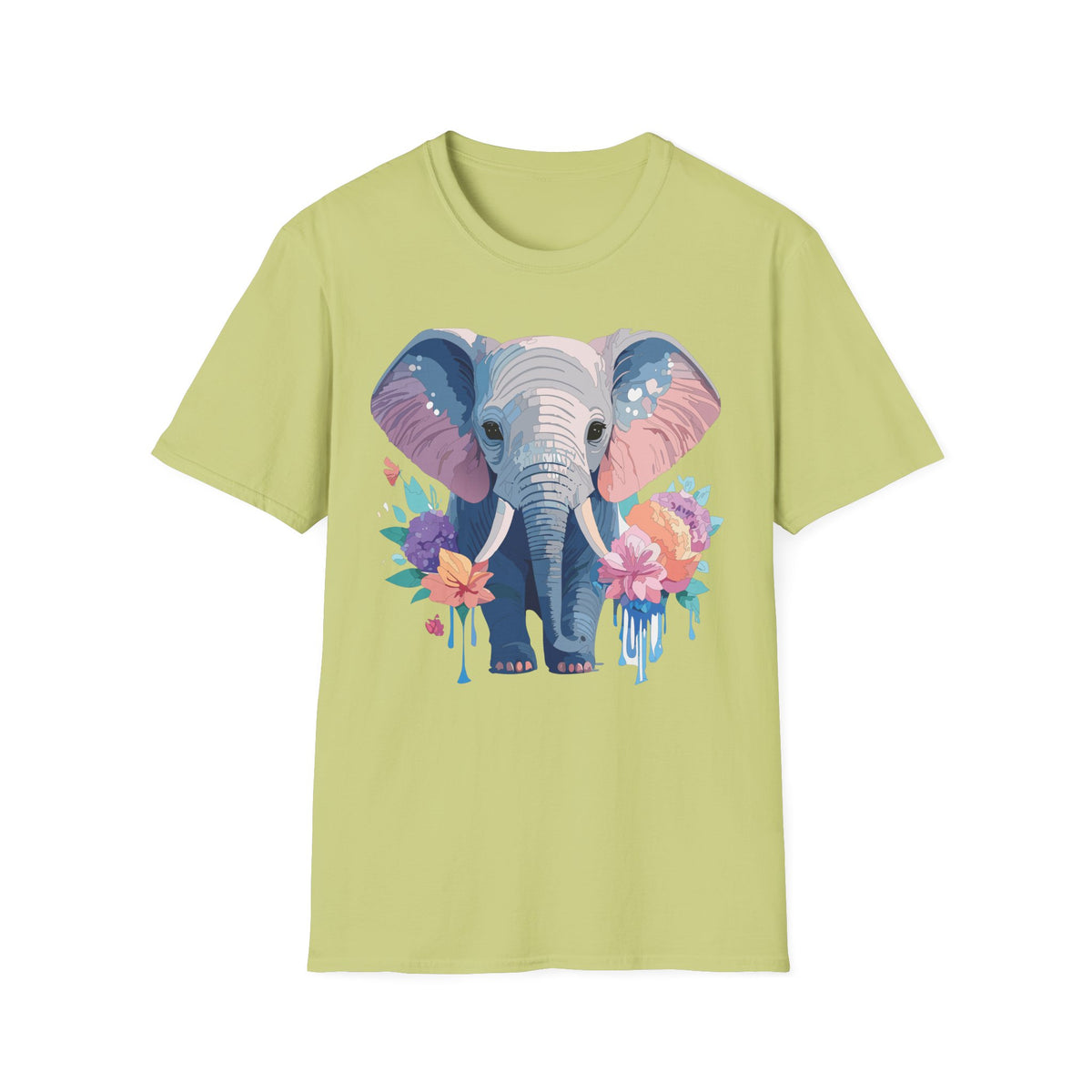 Watercolor Baby Elephant T-Shirt | Floral Safari Tee