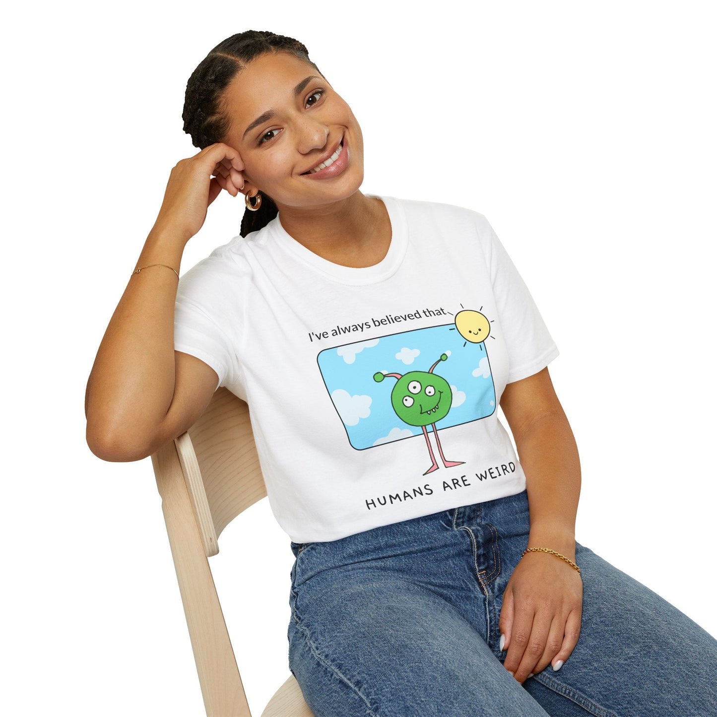 Alien Cartoon Humans Are Weird TShirt