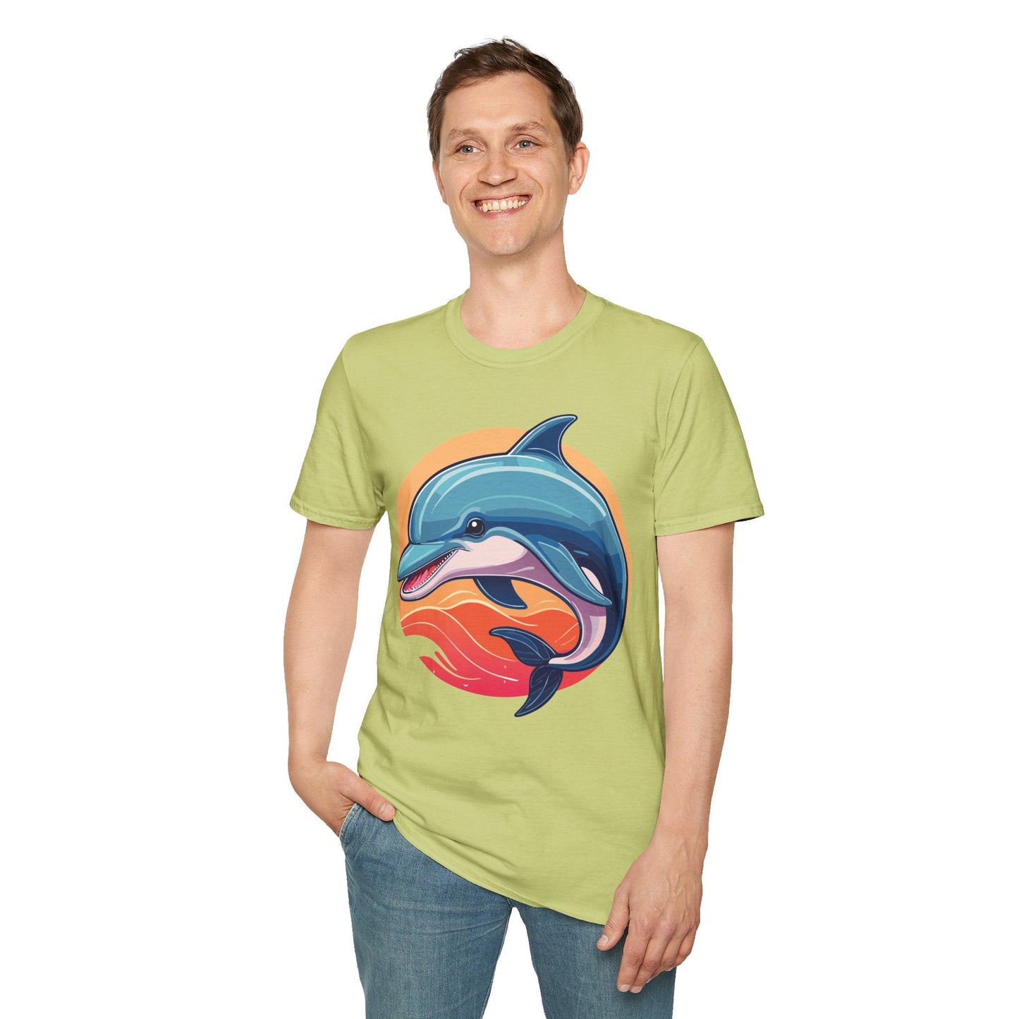 Unisex Dolphin Shirt Gildan Softstyle 64000 Tee 100 Percent Ring Spun Cotton Breathable Comfort