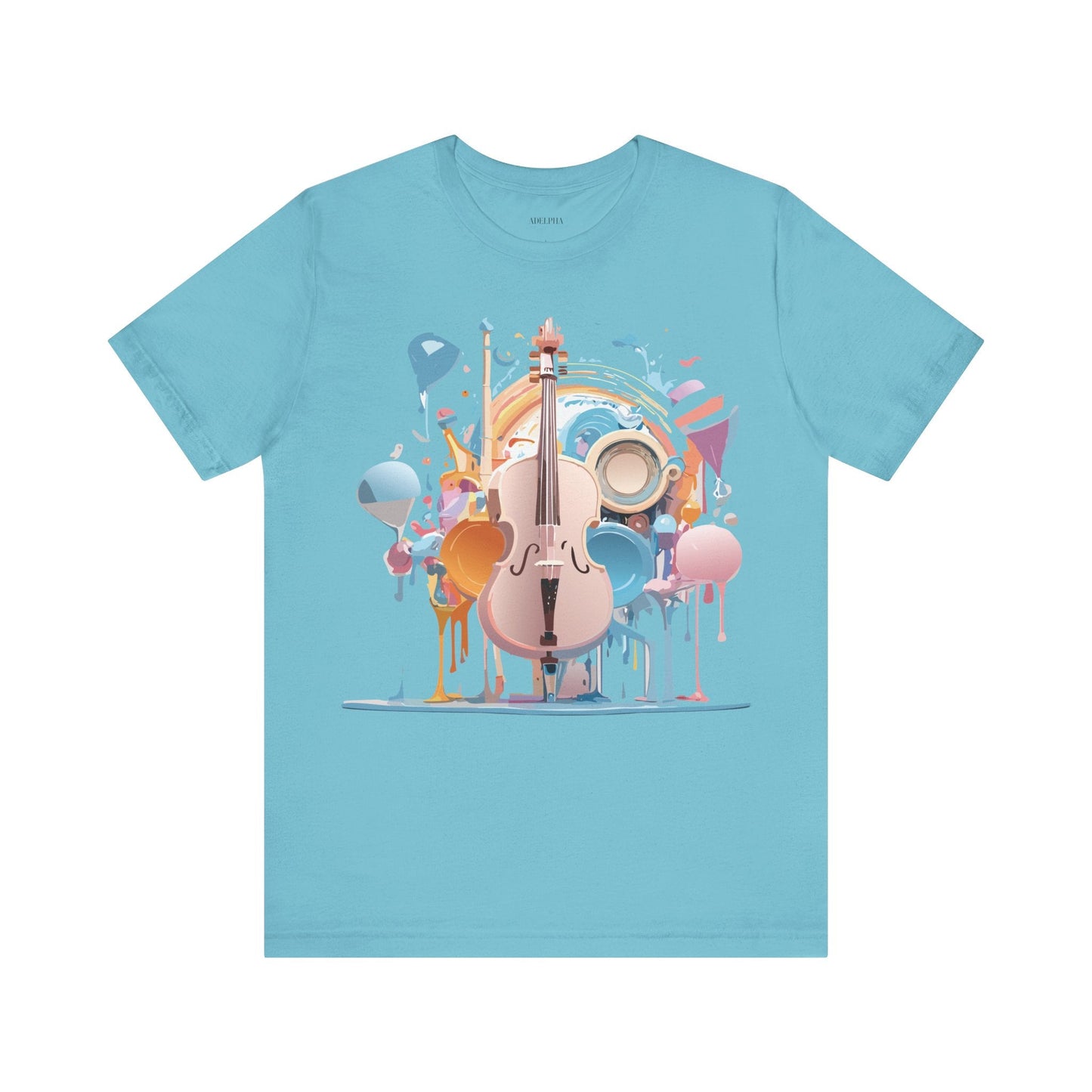 Music Graphic Unisex 100 Cotton Vintage Art with Musical Elements Tee 80