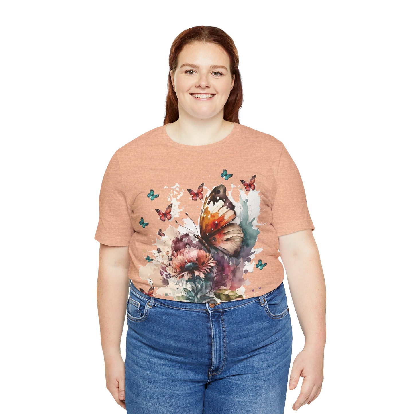 Cotton Tee Shirt with Butterfly Prints