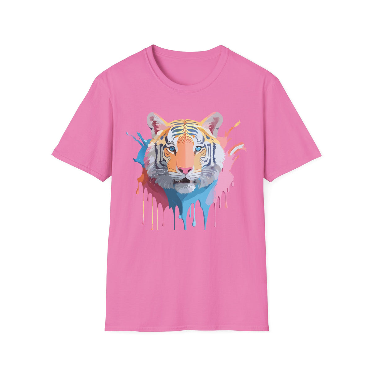 Colorful Tiger Portrait T-Shirt | Watercolor Drip Animal Tee
