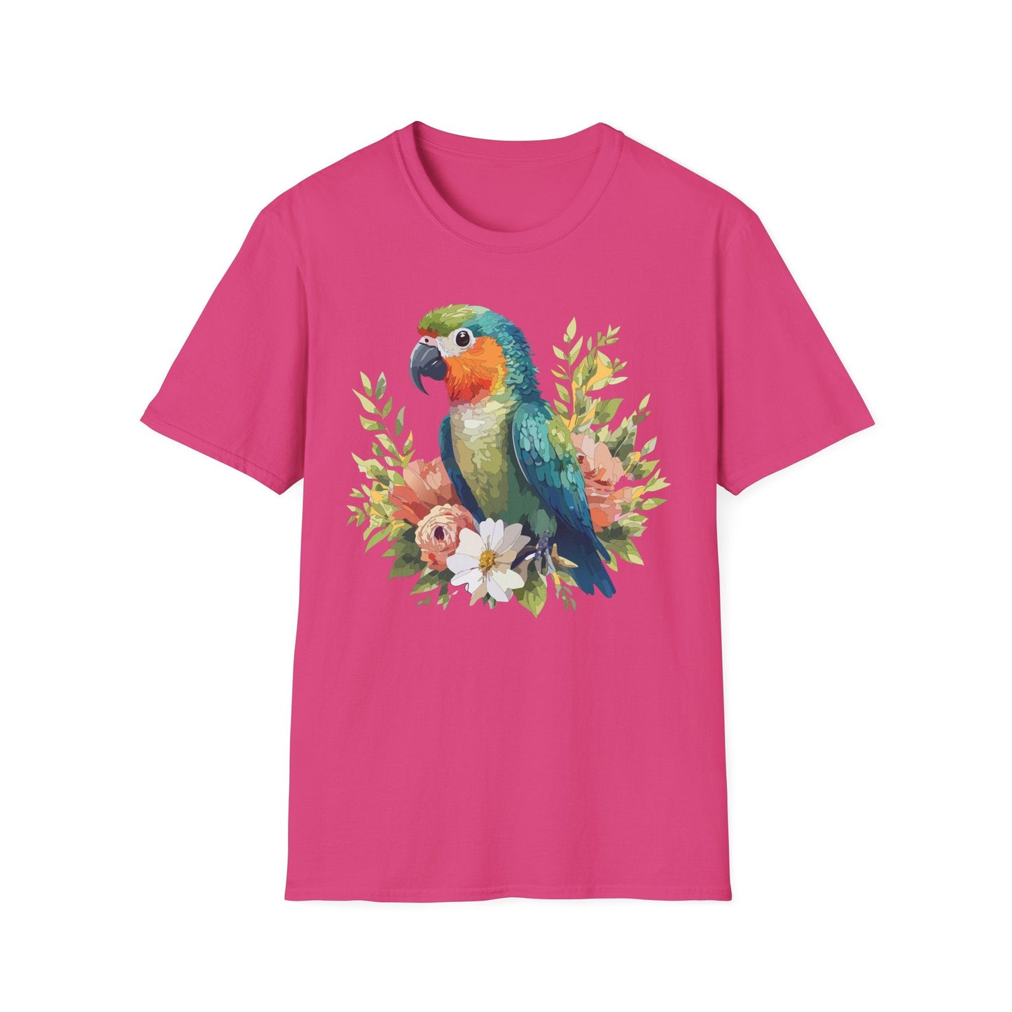 Floral Bird T Shirt Unisex Softstyle Gildan 64000 Cotton Tee for Everyday Comfort