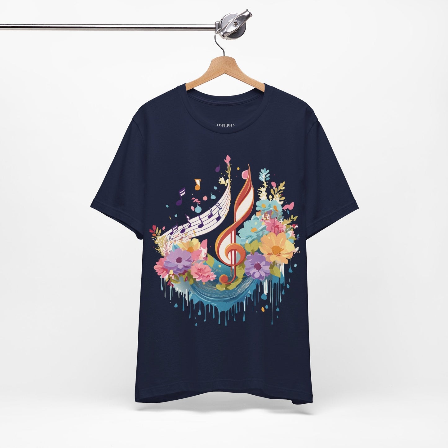Music Graphic Unisex 100 Cotton Vintage Art with Musical Elements Tee 106