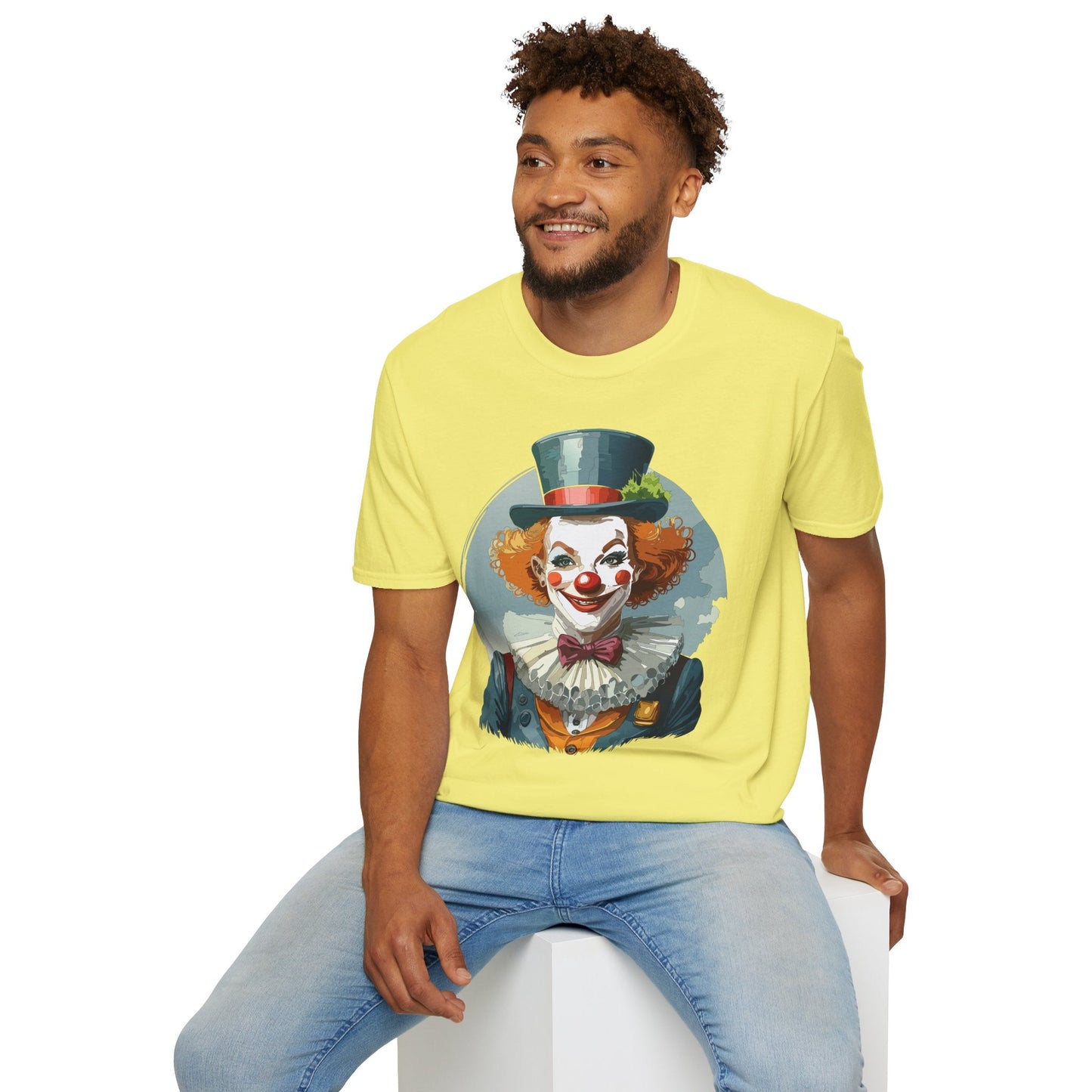 Unisex Clown Shirt Funny Man Circus Design Hundred Percent Ring Spun Cotton Gildan Softstyle Tee