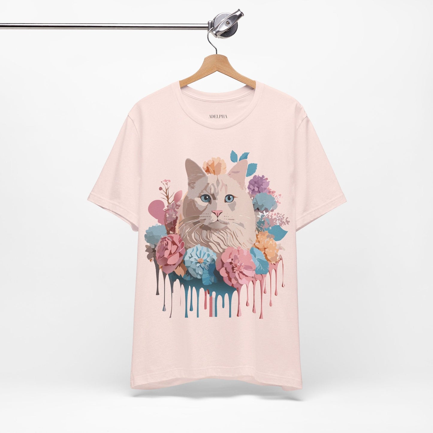 Cat Graphic Tee Unisex Short Sleeve Shirt With Vintage Art Adelpha