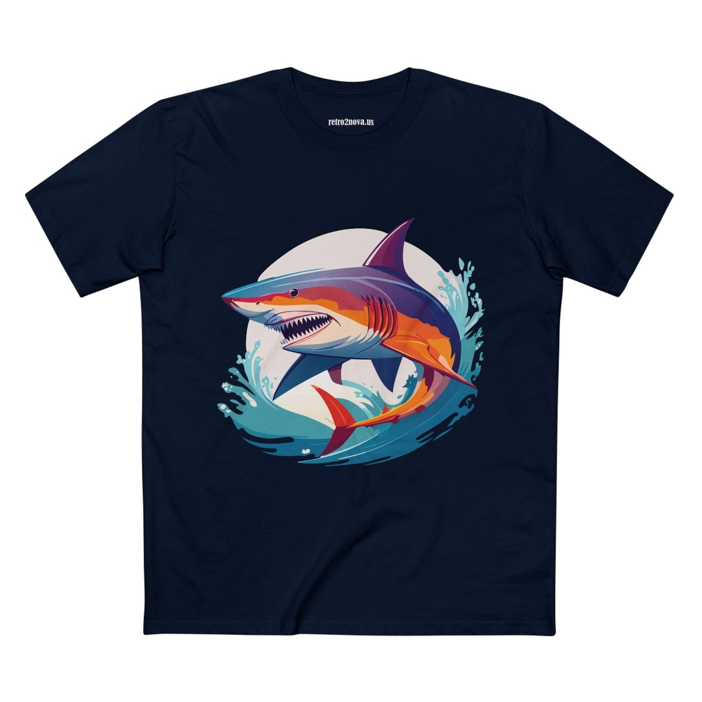 Shark Animals Shirt Unisex Premium Cotton Tee With Original Art Design From Retro2Nova Art Collection