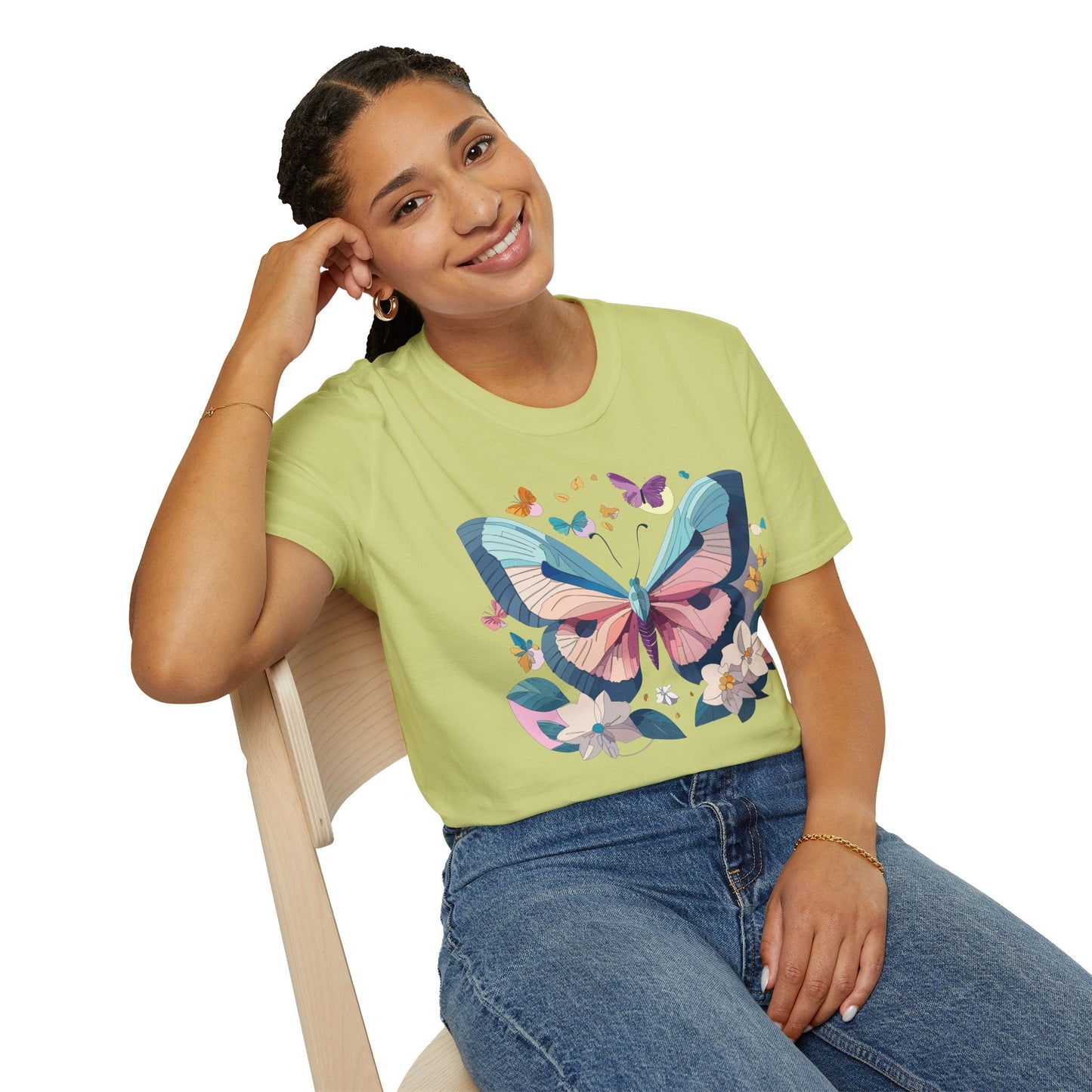 Butterfly Shirt Unisex T Shirt Softstyle Gildan 64000 Ring Spun Cotton Monarch Design