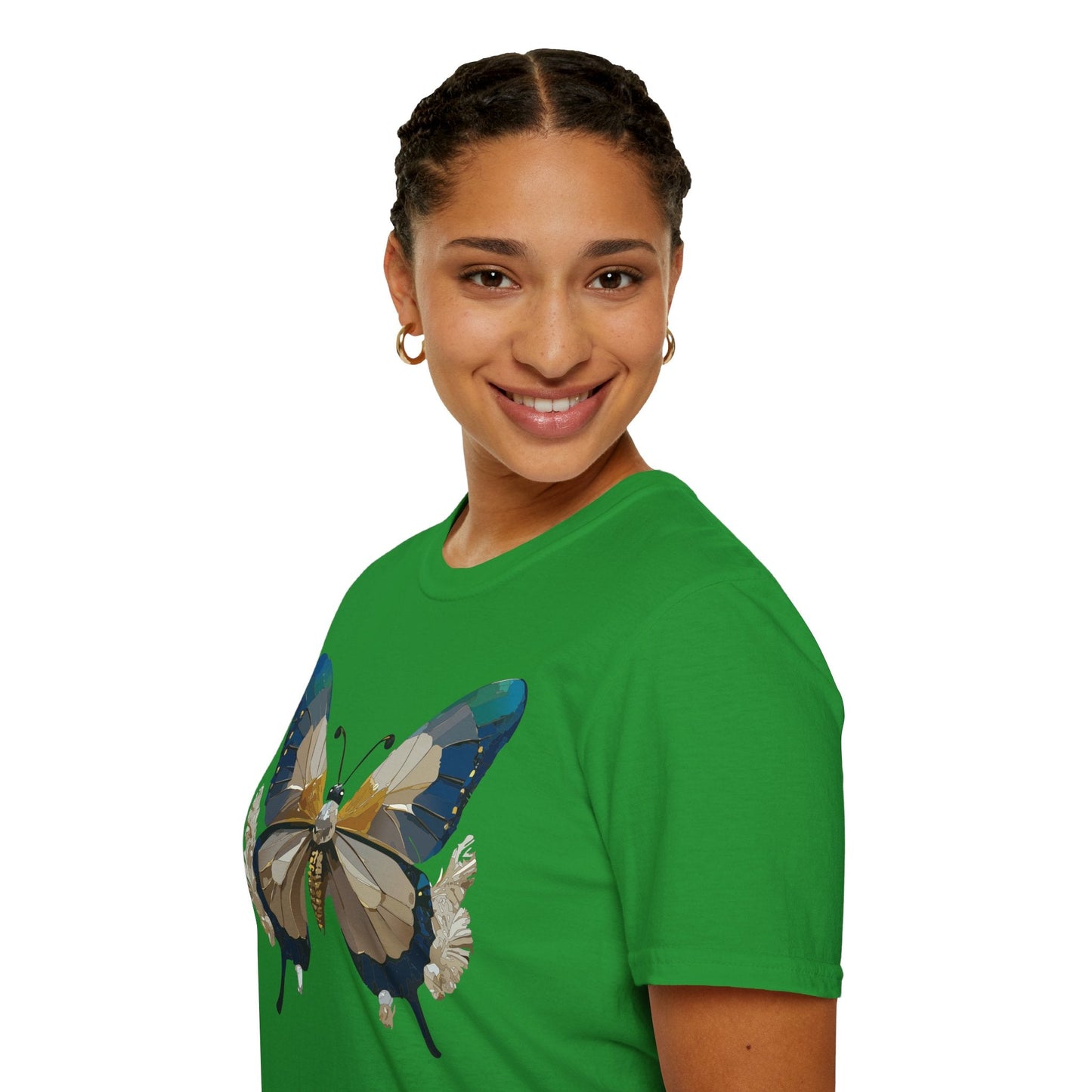 Butterfly Themed Unisex T Shirt With Monarch Design Gildan Softstyle 64000 Premium Ring Spun Cotton