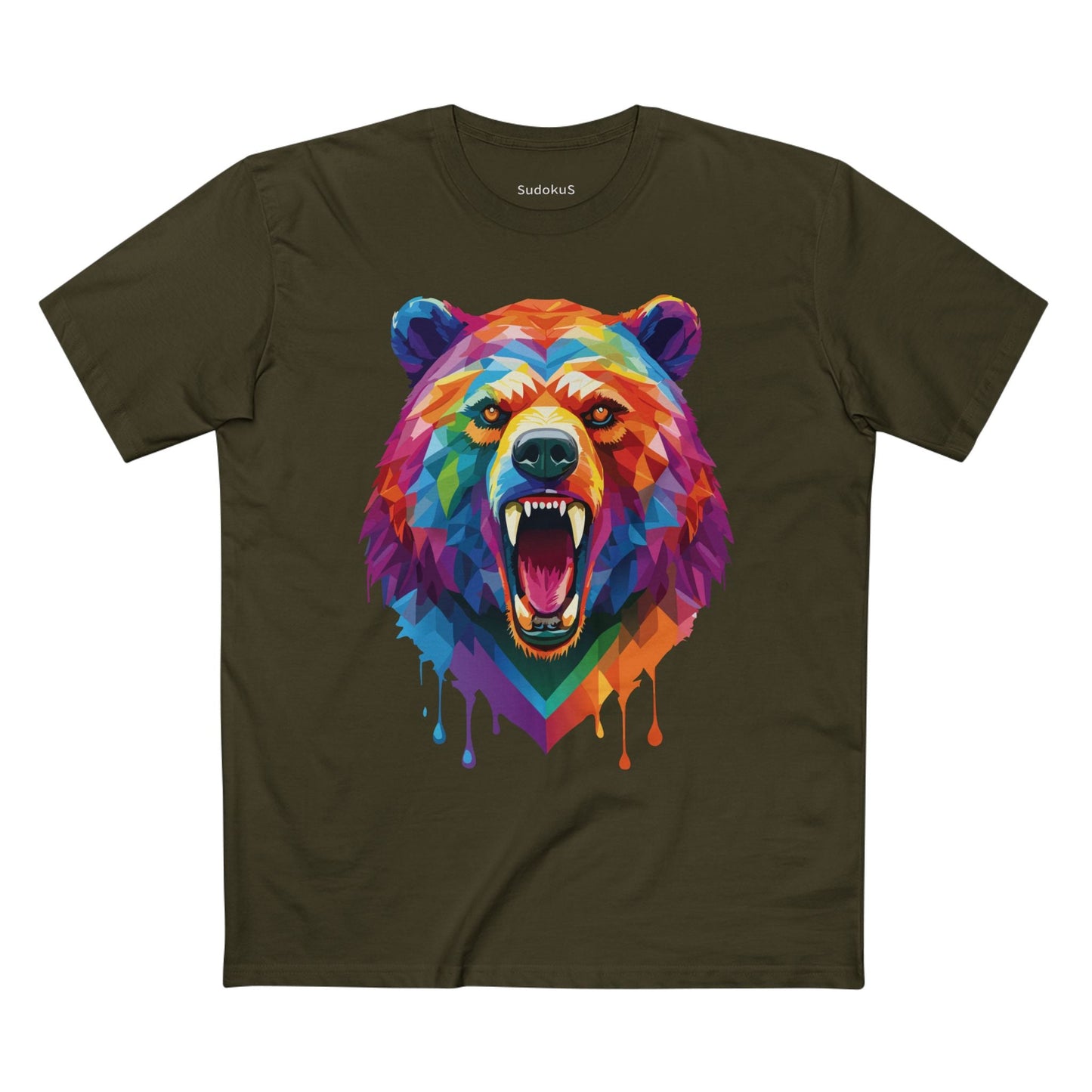 Bear Graphic Unisex 100 Cotton Staple Tee with Animal Design Artwork 14
