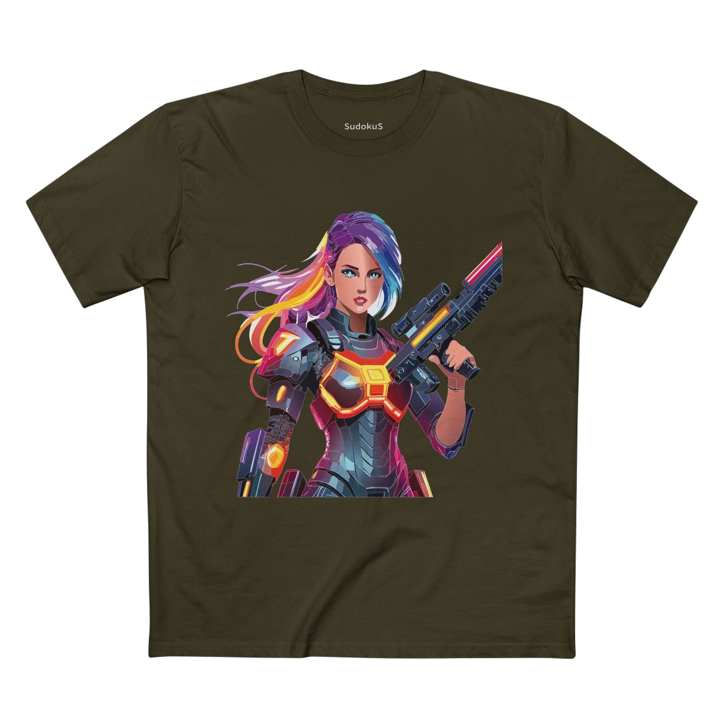 Army-woman Graphic Unisex 100 Cotton Staple Tee 17