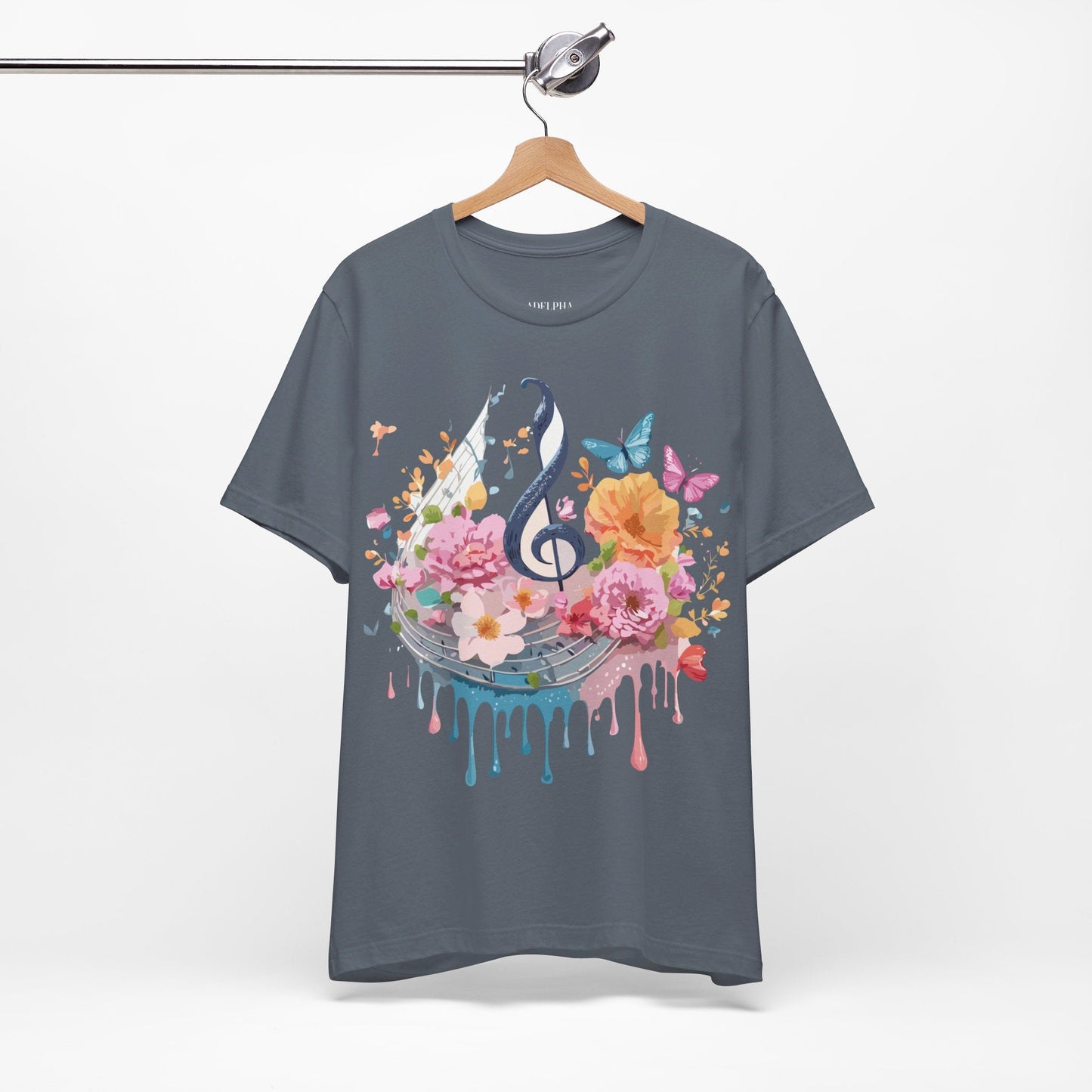 Music Graphic Unisex 100 Cotton Vintage Art with Musical Elements Tee 125