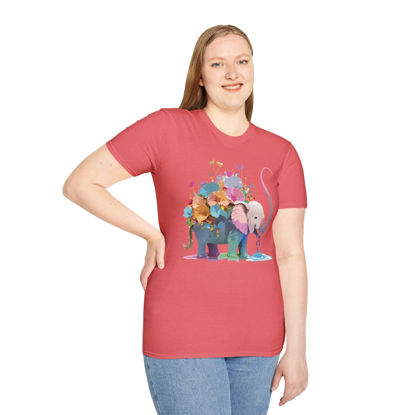 Elephant T Shirt Unisex Softstyle Cotton Tee With Animated Elephant Design Premium Comfort