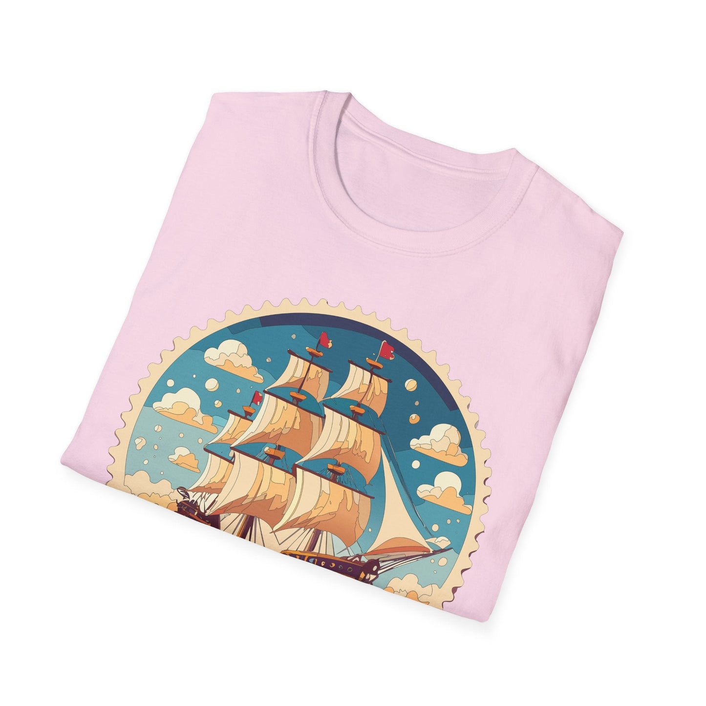 Frigate Ship T Shirt Unisex Short Sleeve 100 Percent Ring Spun Cotton Soft Tee Gildan 64000