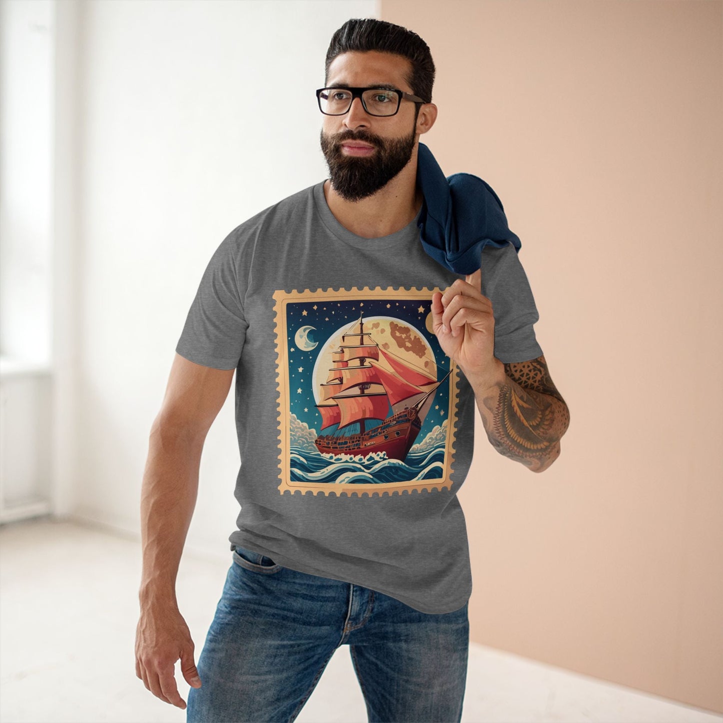 Postage Stamp Shirt Unisex Art Tee Premium Cotton Staple Retro2Nova Art Collection