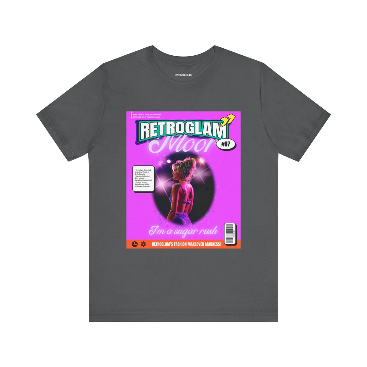 Magazine Cover Graphic Unisex Cotton Bella+Canvas Tee with Retro Poster ab27