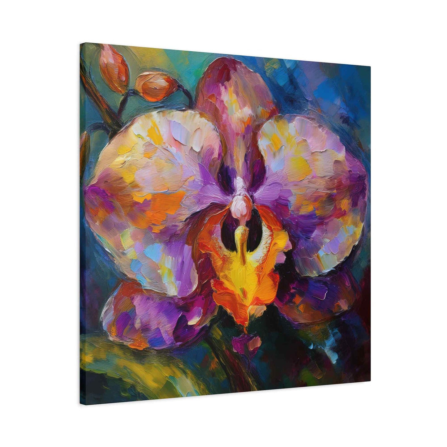 Purple Orchid Print Canvas, Floral Oil Paint Print 20x20, 24x24, 30x30, 32x32, 36x36 Art Design Pine-Wood Inner Frame MC-130