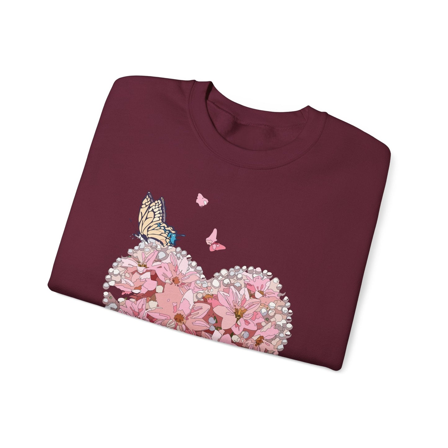 Unisex Floral Heart Sweatshirt with Love Floral Design for Valentines Day Gift Idea