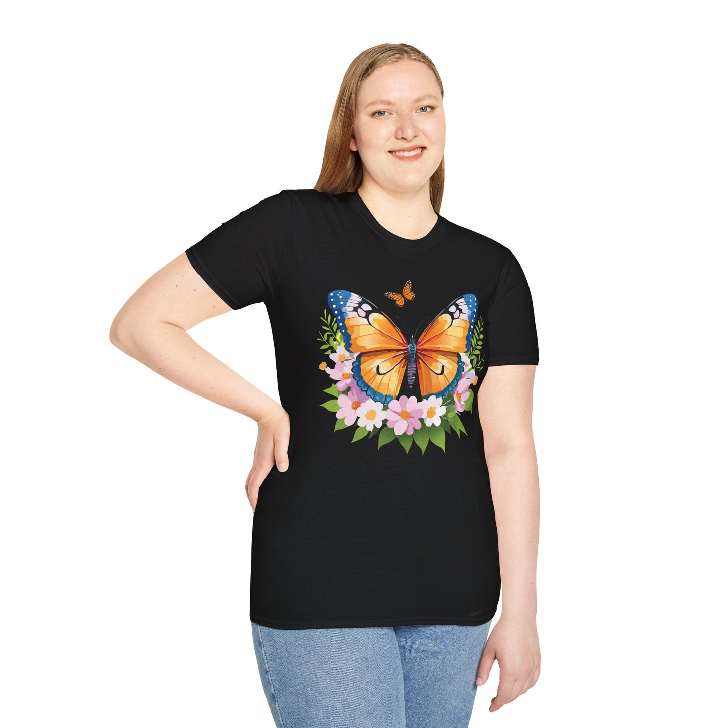 Butterfly Shirt Unisex Cotton Tee Monarch Butterfly Design Gildan Softstyle 64000 Short Sleeve