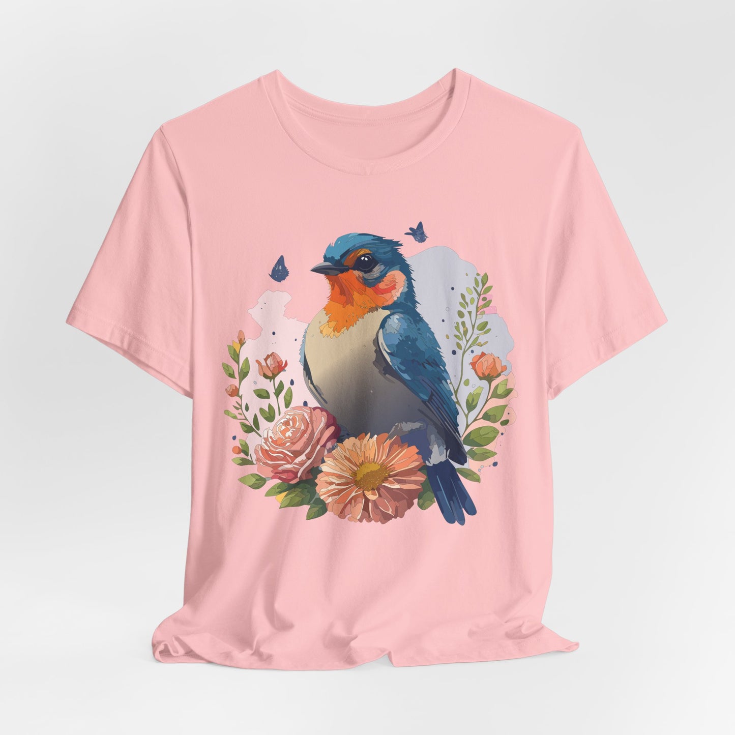 Floral Bird Tee, Animal Shirt, Bird Shirt, Floral Tee, Flower T-shirt, T-Shirt with Animal