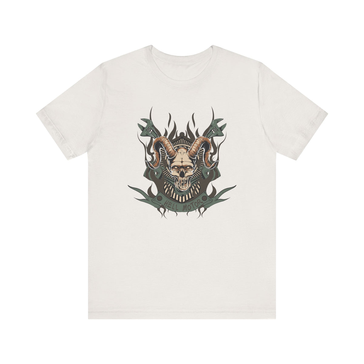 Ram Skull with Horns Tee Gothic Skull Shirt, Dark Tribal Design Unisex Cotton Art-49