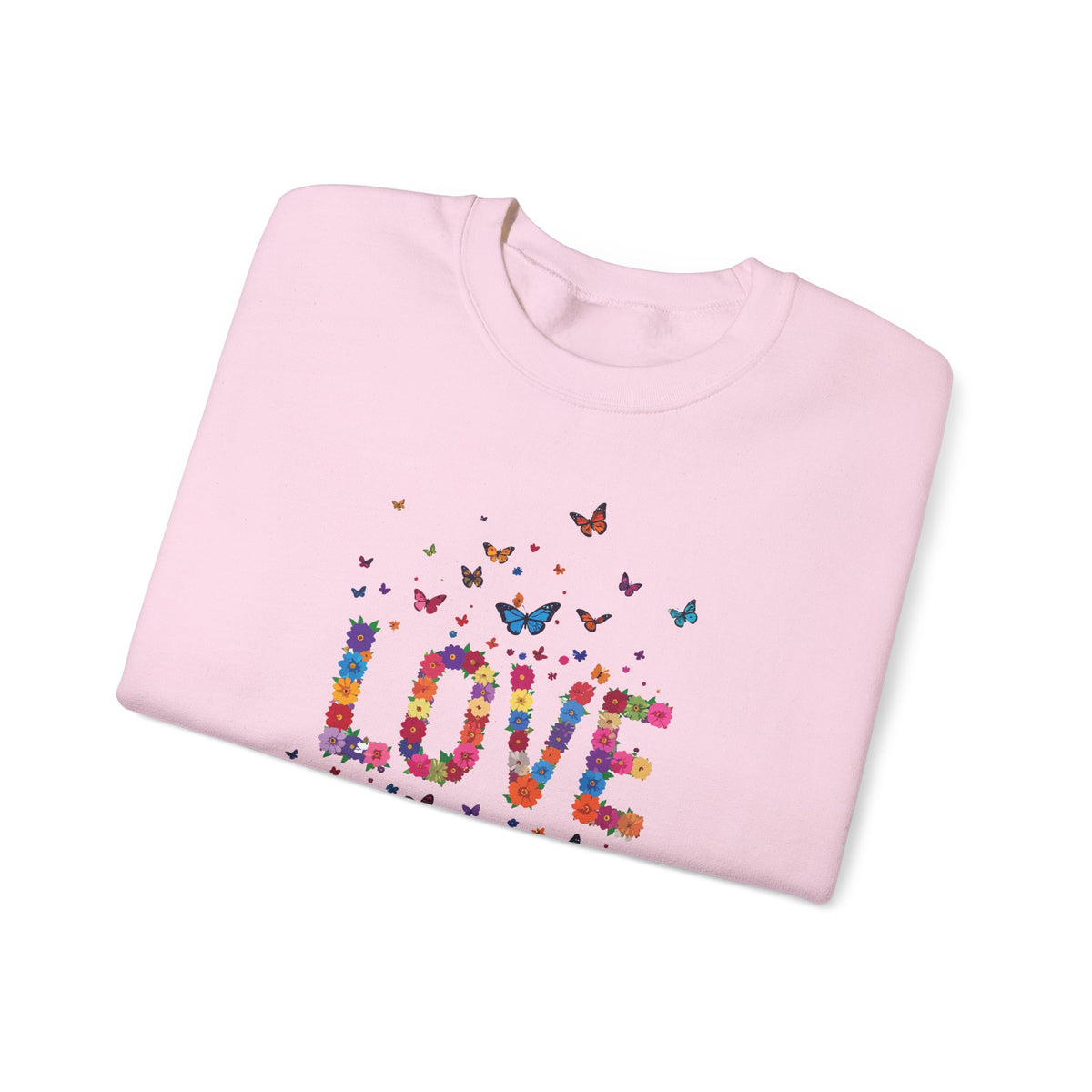 Unisex Floral Love Sweatshirt, Love Floral Sweatshirt, Floral Butterfly Sweatshirt, 50/50 Cotton-Poly Valentine's Day Sweatshirt 06