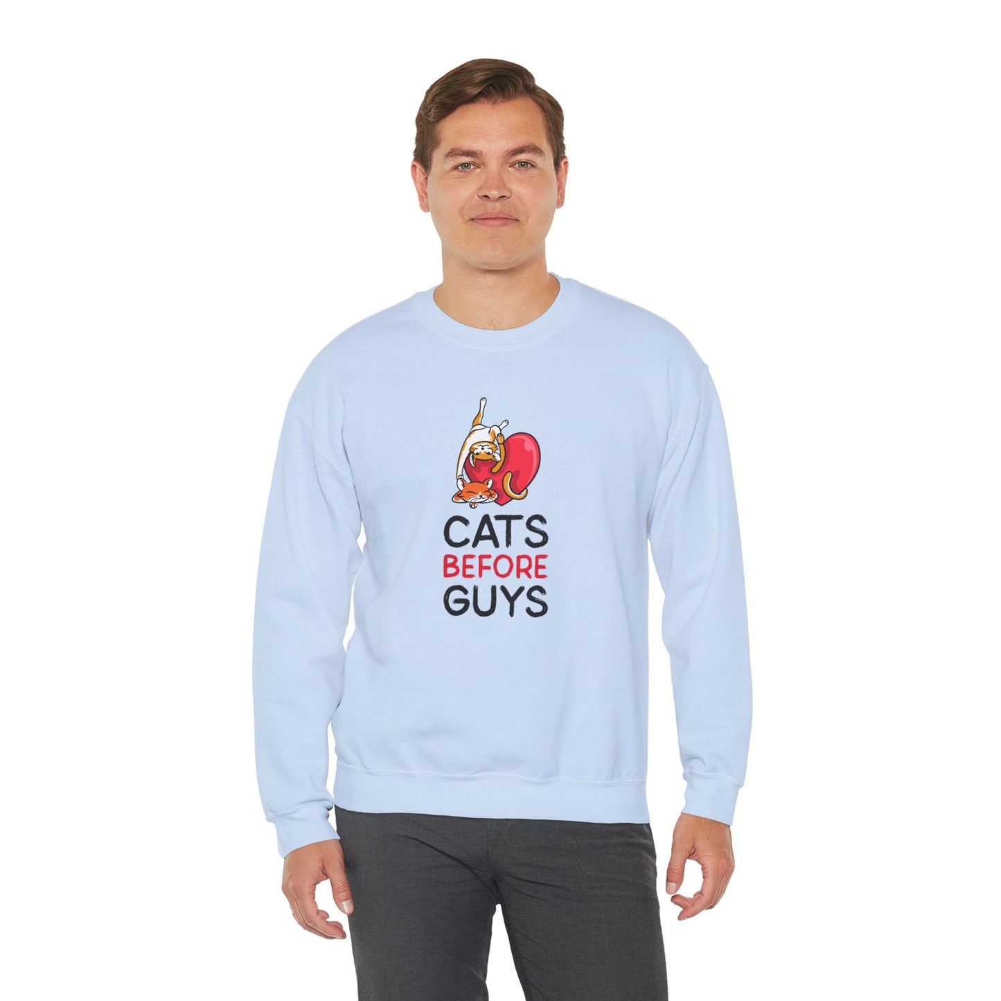 Cat Heart Sweatshirt Unisex Valentines Day 50 50 Cotton Poly Heavy Blend Crewneck Sweatshirt
