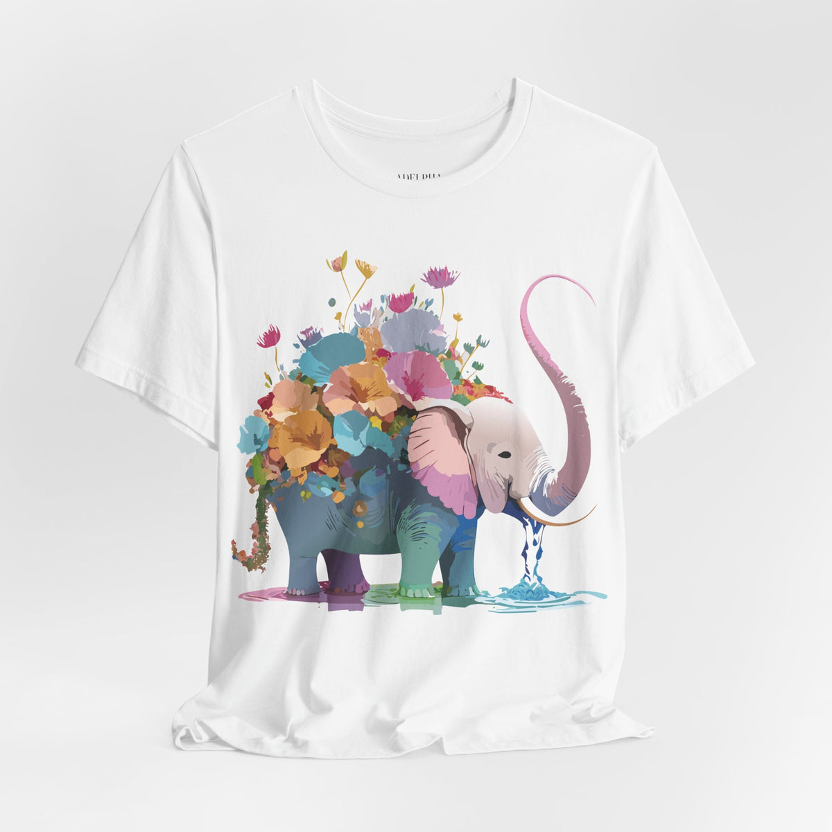 Elephant Graphic Unisex Cotton Bella+Canvas Tee with Art Animal Design e125