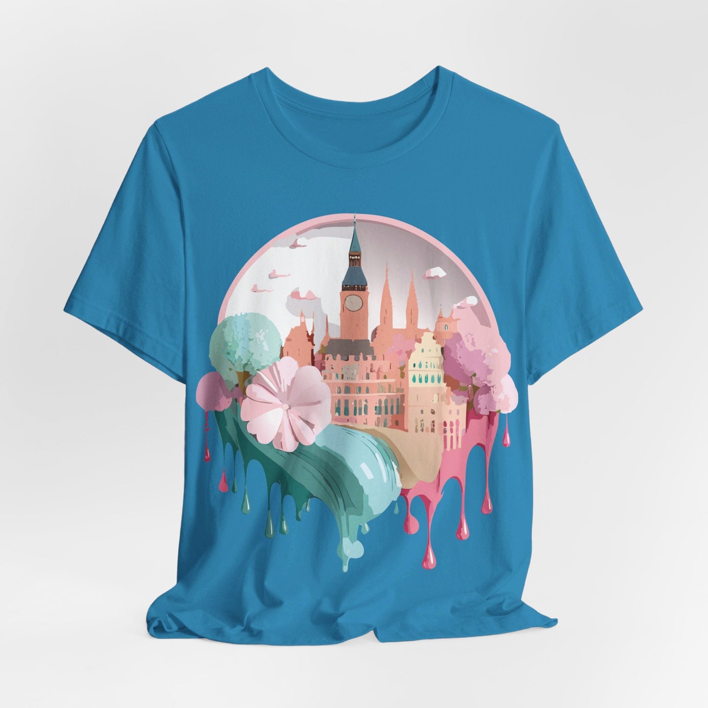 Prague Tourist Graphic Tee by Unisex Vintage Style Short Sleeve Collection