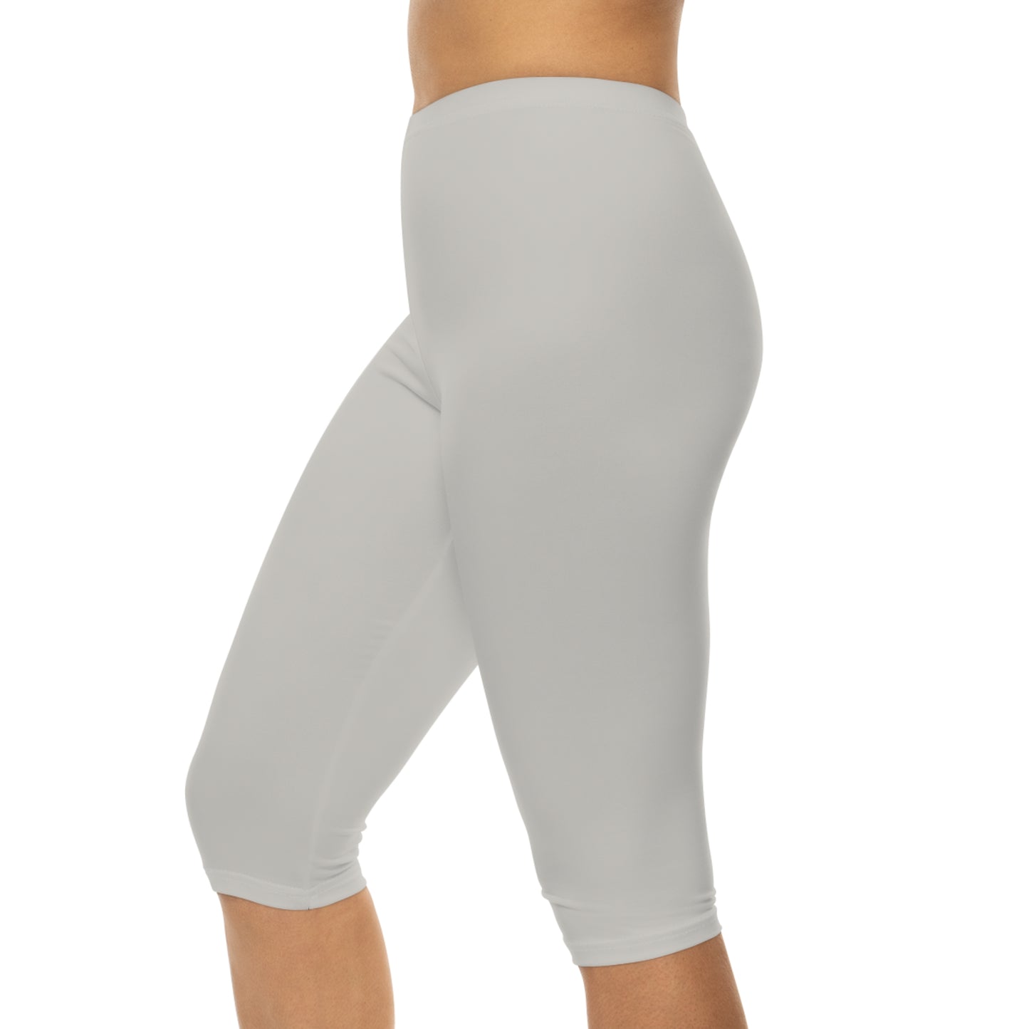 Dust Grey Color Women's Brushed Suede Poly Span Casual Capri Leggings XS-2XL
