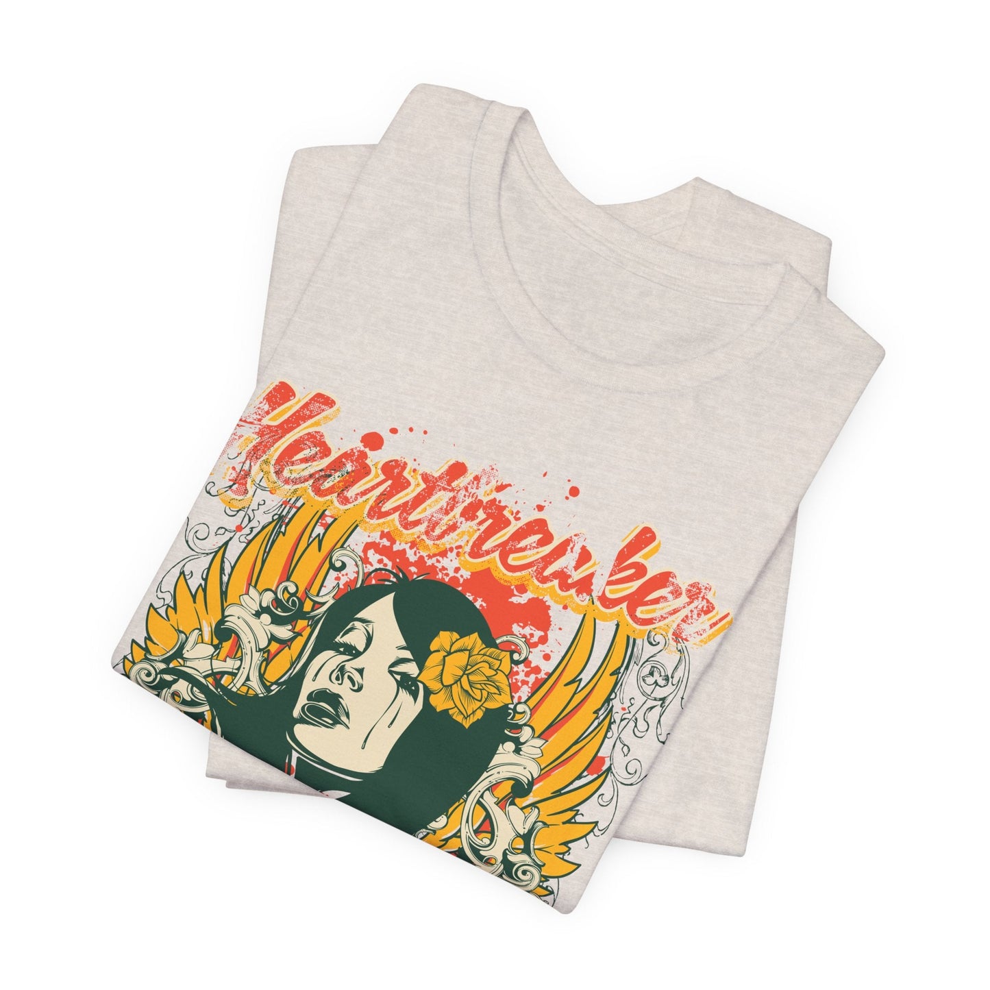 Heartbreaker Illustration Tee Retro Femme Portrait Floral Skull Graphic T-Shirt