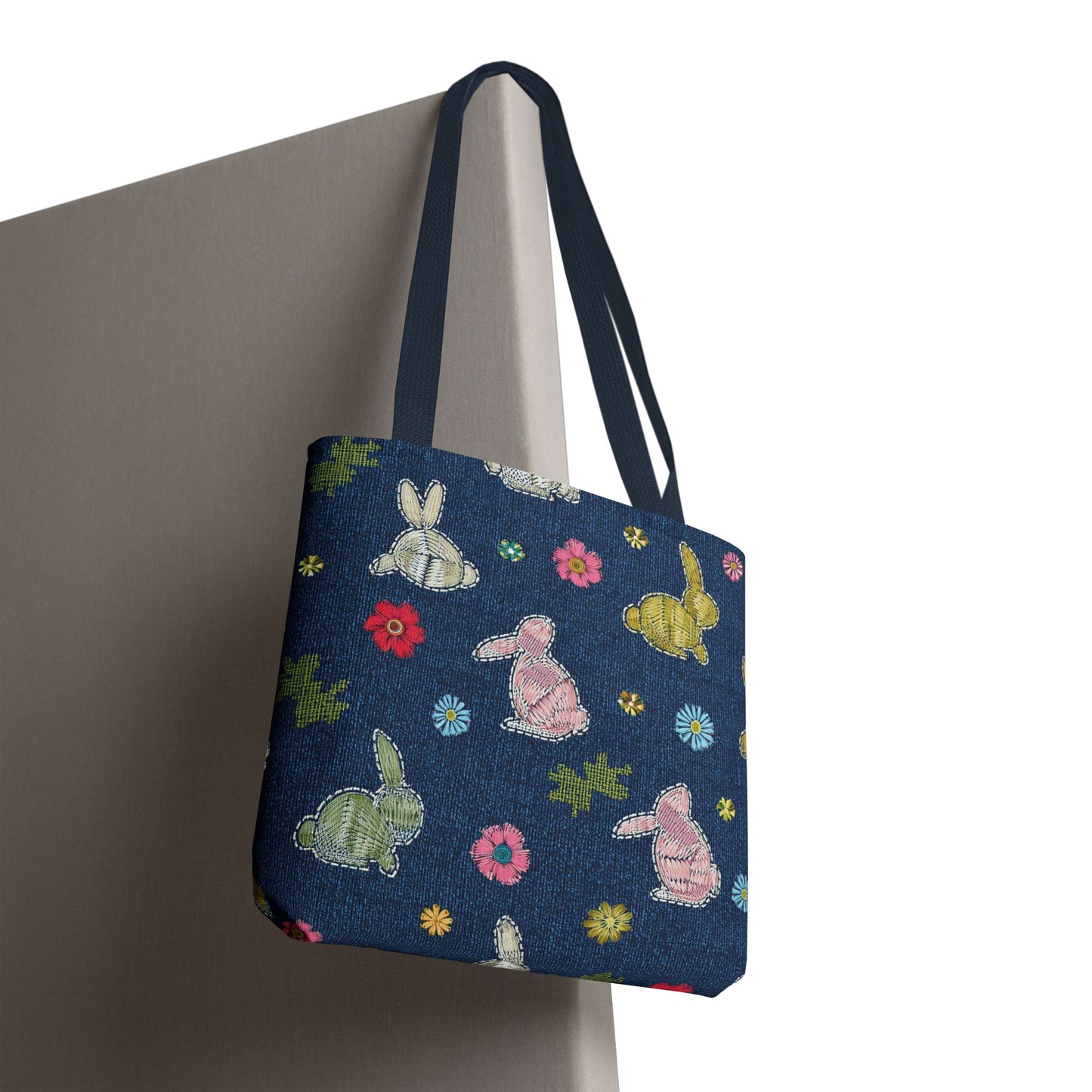Easter Graphic Design Denim Fabric Imitation Print Unisex Canvas Bag Poly Spun 3 Sizes Tote Bag 204-7