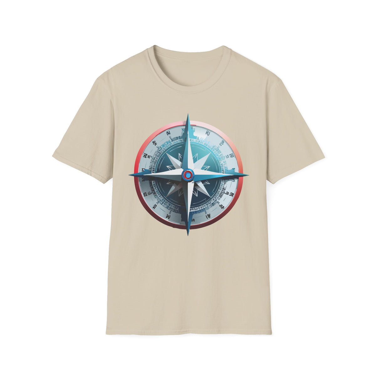Nautical Compass Graphic T-Shirt | Vintage Compass Travel Graphic Design Unisex 100 Cotton Gildan T-Shirt