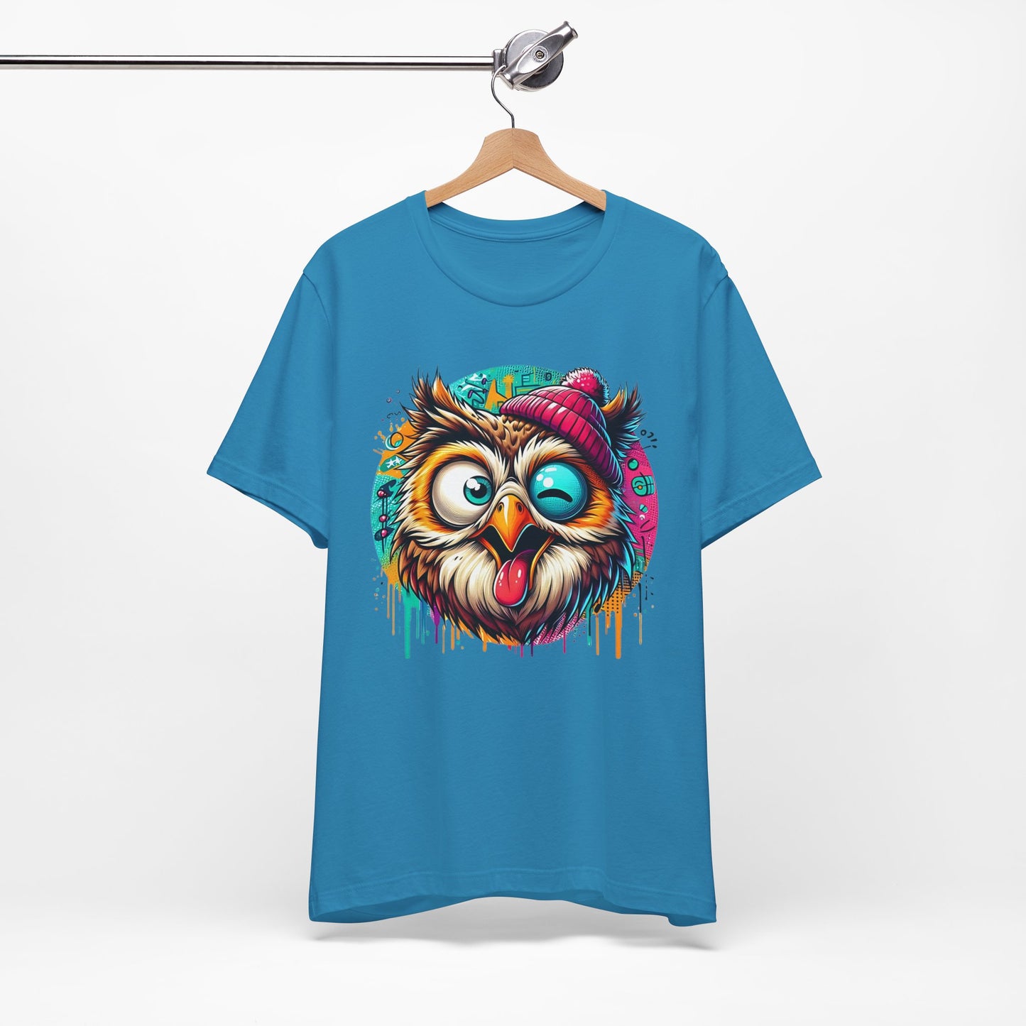 Colorful Owl Graphic Tee, Fun Owl Shirt, Funny Bird Shirt, Cute Cartoon Tees, Animal T-Shirt, Animal Tees, Art Design T-Shirt