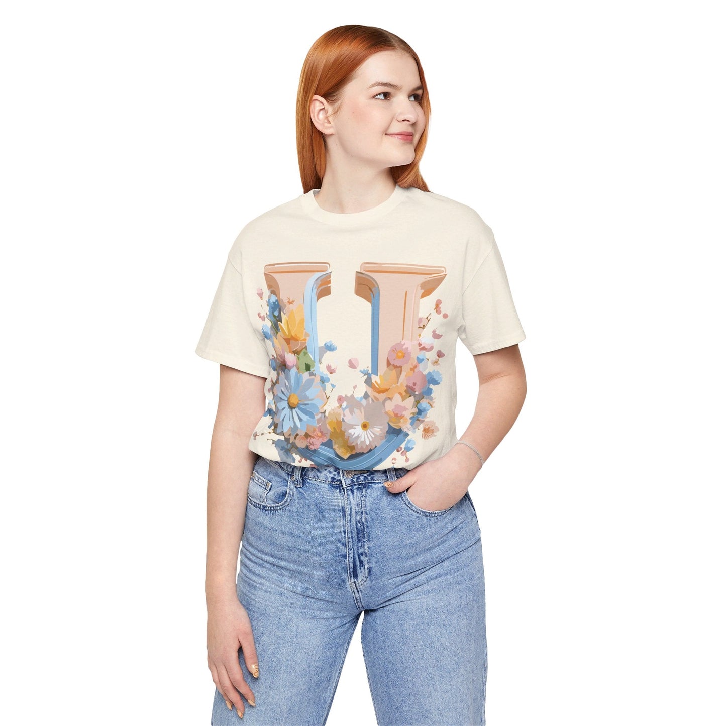 Letter U Shirt Unisex Graphic Tee By Adelpha Vintage Inspired Short Sleeve Art Design