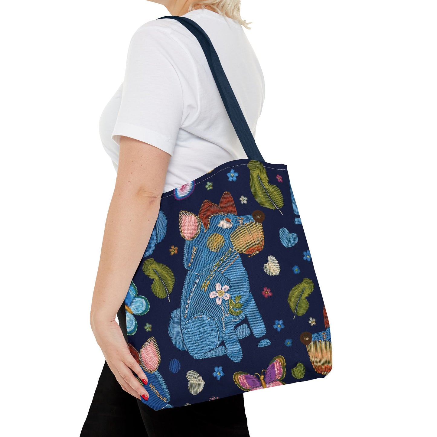 Denim Fabric Imitation Print Unisex Canvas Bag Poly Spun 3 Sizes Tote Bag 191-6