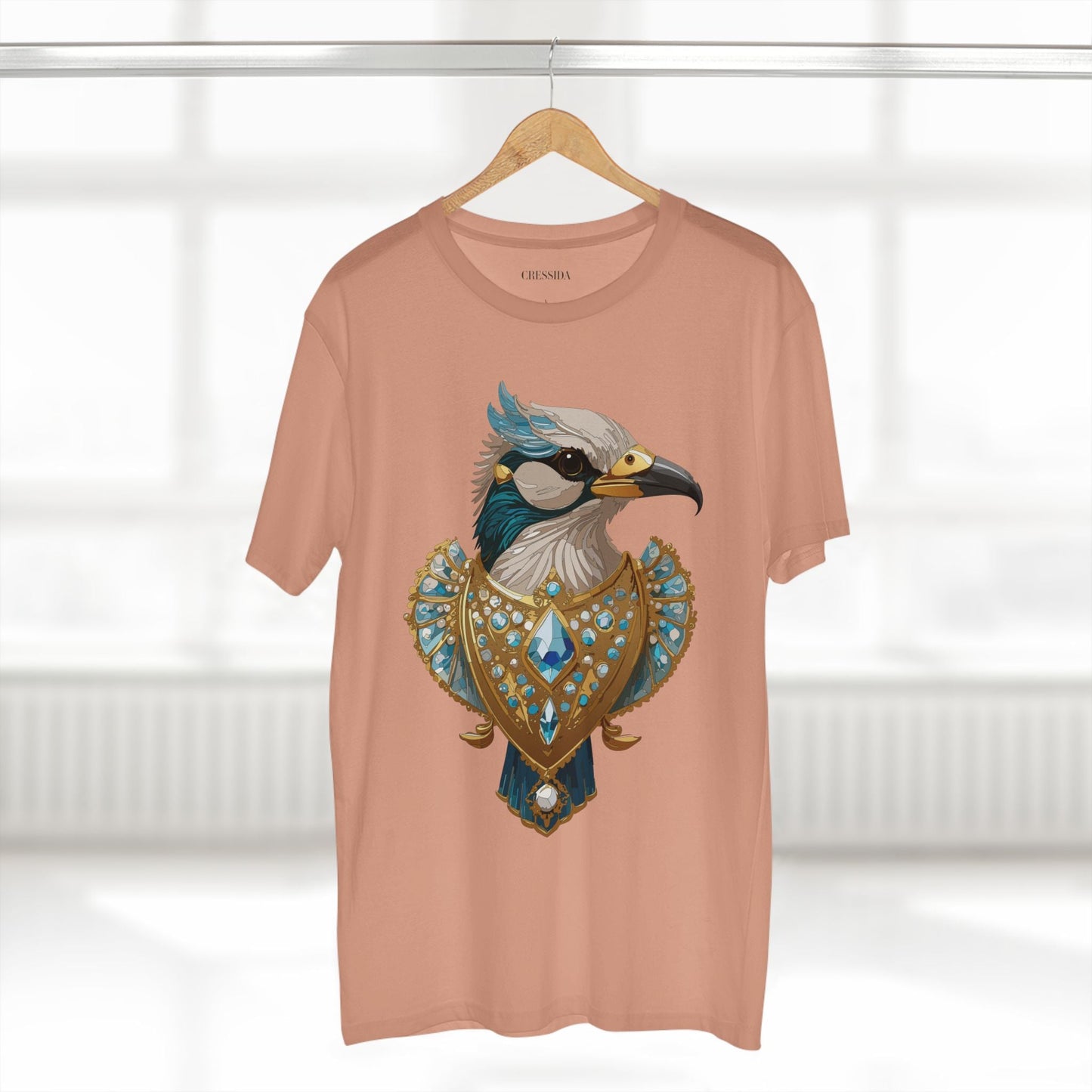 Bird Graphic Unisex 100 Cotton Tee With Unique Animal Golden Medallion Art Design 17