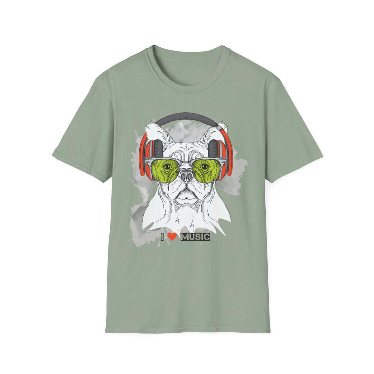 Music Lover French Bulldog T-Shirt Unisex Cotton Short Sleeves I Music Graphic Tee