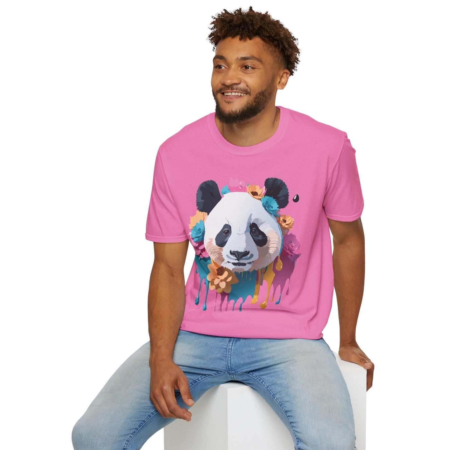 Unisex Panda Shirt Softstyle Cotton Tee For Everyday Wear With Cute Animal Print